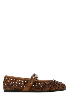 Miu Miu Brown Leather Ballet Flats