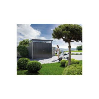 BIOHORT Caseta Cobertizo Metalica Highline H4 Color Gris Oscuro Metalizado Doble Puerta