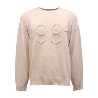 Armani Round-neck Knitwear, male, Beige, Size: S Wool Sweater Beige Style 6R1Mxp 1Mmaz