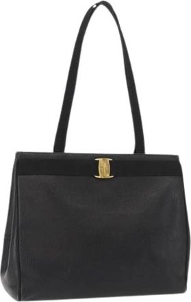 Ferragamo Pre-owned Tote Bags, female, Black, Size: ONE SIZE Pre-owned Leather Shoulder Bag