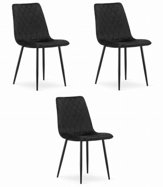 OEM Silla Tur&iacute;n - Terciopelo Negro X 3