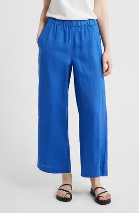 Eileen Fisher Linen Wide Leg Pants in Sapphire at Nordstrom, Size Xx-Small