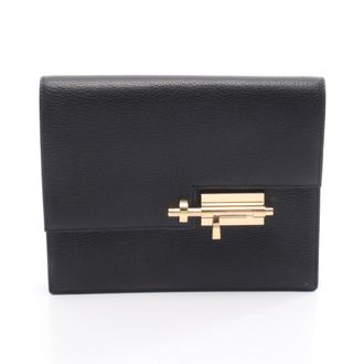 Herm&egrave;s Black Chevre Leather Leather Clutch Bag (Pre-Owned)