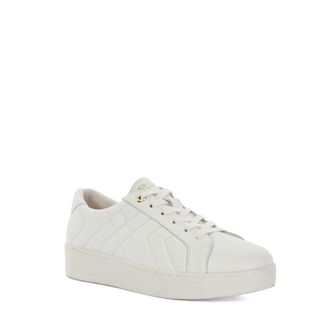 Dune London Womens Ladies Egent - Quilted Platform Sole Lace-Up Trainers - White material_leather1 - Size UK 3