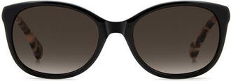 Kate Spade New York Geneva 53mm Oval Sunglasses in Black Havana/brown Sf at Nordstrom
