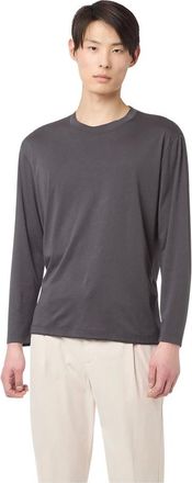 Eleventy Tops, Heren, Zwart, M, Katoen, T-shirt Girocollo ML Bordino