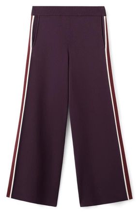 Mango Contrast Stripe Knit Pants in Wine at Nordstrom, Size X-Small