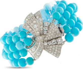 Luxury Bazaar Platinum 5.50ct Diamond and Turquoise Bracelet MF21-012326