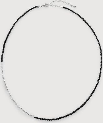 Monica Vinader Sterling Silver Mini Nugget Gemstone Beaded Necklace Black Spinel