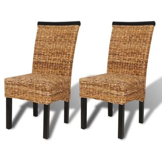 vidaXL Sedie Da Pranzo 2 Pz In Abaca E Legno Massello Di Mango - Vidaxl
