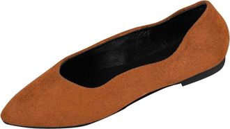 Generic Womens Ballet Flats Casual Pointed Toe Pumps Shoes Solid Color Classic Fashionable Lightweight Comfy Slip On Dressy Shoes Work Office Leisure Brown