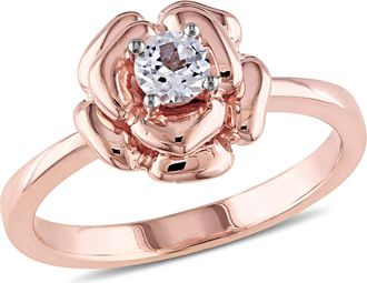 Mimi & Max Created White Sapphire Floral Ring in Rose Silver