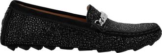 Philipp Plein Suede Strass Moccasin - Dames - Loafers - Zwart - 38 EU - Leer - Schoenen