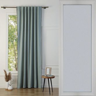 Febronie Cortina con pasadores algodón verde celadón / negro 140x260