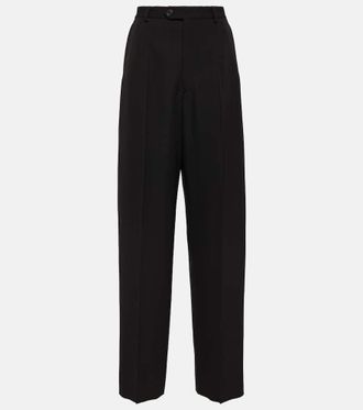 Balenciaga Mid-rise wool wide-leg pants