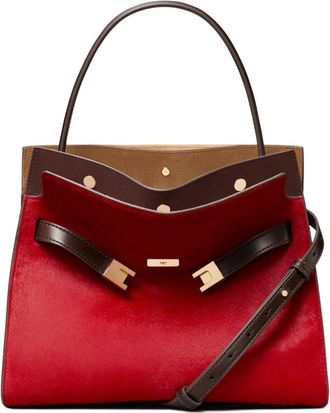 Tory Burch Lee Radiziwill Haircalf - Dames - Handtassen - Rood - ONE Size - Tassen