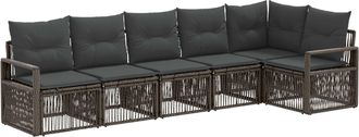 vidaXL Conjunto De Sof&aacute;s De Jard&iacute;n 6 Uds. Gris Rat&aacute;n Sint&eacute;tico Vidaxl