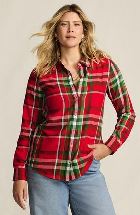 Lands End Flannel Shirt in Compass Red/emerald Plaid at Nordstrom, Size X-Large P