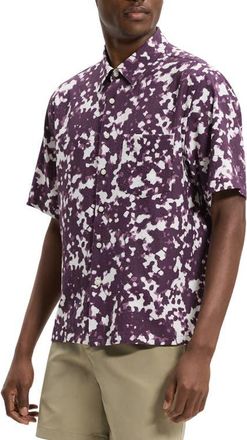 Theory Weekend Short Sleeve Seersucker Button-Up Shirt in Grapevine Multi at Nordstrom, Size Xx-Large