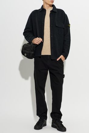 Stone Island Jacket With Logo Patch, Mens, Black