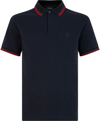 Gucci Tops, Heren, Blauw, S, Katoen, Polo shirt van katoenpiqu&eacute; met borduursel