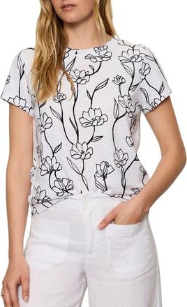 Sanctuary The Perfect T-Shirt in Floral Sketch White at Nordstrom, Size Xx-Small