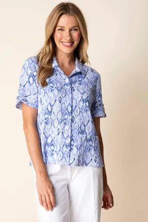 Habitat Painted Diamonds Laid Back Button Down Shirt In Indigo
