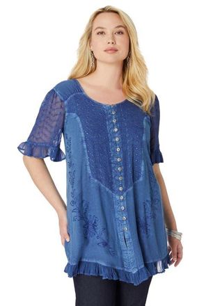 Roaman's Acid Wash Tunic in Dark Blue at Nordstrom, Size 30