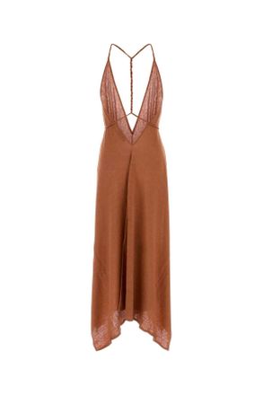 Alanui Womens Brick Linen Dress Burnished Exterior: Abiti