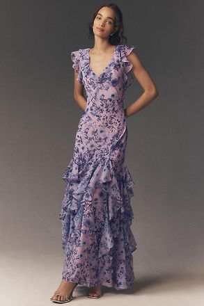 BHLDN Charlotte Chiffon Ruffle Maxi Dress