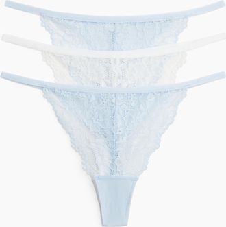 H&M 3er-Pack Tangas aus Spitze - Blue