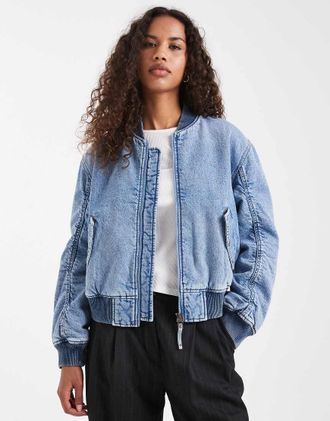 Levi's Giacca bomber in denim blu medio stile western