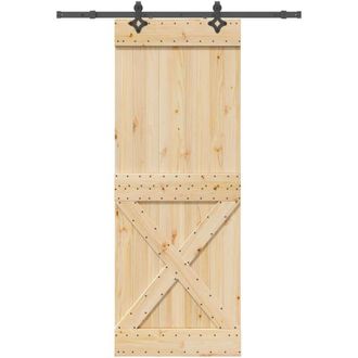 vidaXL Puerta Corredera Con Herrajes Madera Maciza De Pino 85x210 Cm Vidaxl