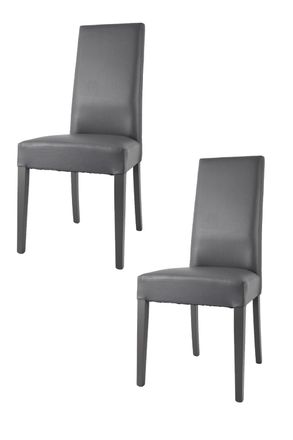 Tommychairs Tommychairs 2 Sillas Glory En Haya, Asiento En Polipiel Gris Oscuro