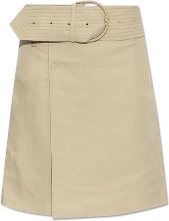 Burberry Canvas Mini-wikkelrok met ceintuur - Dames - Korte rokken - Beige - 2XS - Rokken