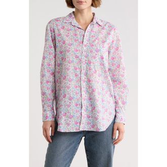Frank & Eileen Relaxed Fit Cotton Button-Up Shirt in Blue Pink Floral at Nordstrom Rack, Size Xx-Small