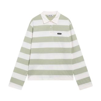 Miu Miu Gestreepte Jersey Polo - Dames - Tops - Groen - Maat: M Jersey