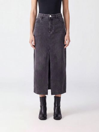 Isabel Marant Gonna midi Faharia in denim a vita alta con spacco frontale