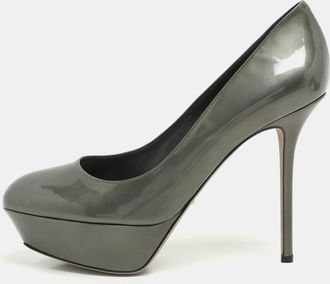 Sergio Rossi Grey Patent Leather Platform Pumps