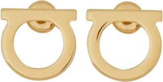 Ferragamo Rounded Gold-Tone Horseshoe Earrings With Polished Finish
