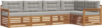 vidaXL Conjunto De Sof&aacute;s De Exterior 5 Uds. Gris Natural Y Claro Vidaxl