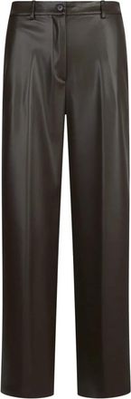 Jucca Wijde Pijp Broek van Kunstleer - Dames - Straight fit broeken - Bruin - L - Leer - Broeken