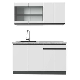 Vicco Cocina Vers&aacute;til R-line, Blanco/antracita, 140 Cm, Et M&aacute;rmol