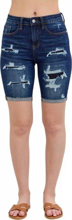 Judy Blue Patch Destroy Bermuda Shorts In Dark