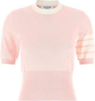 Thom Browne Truien & Vesten, Dames, Roze, S, Katoen, Jersey Hector Intarsia 4-Bar Tee