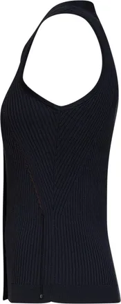 Max Mara Womens Ribbed Knit Vest Mxmfiorire Navy Blue Cotton Tops Top