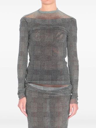 Jean Paul Gaultier checked mesh top - women - Polyamide - S - Grey
