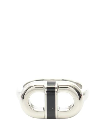 Herm&egrave;s 2020-2025 Palladium Plated Lacquered Maillon ring costume ring - Nero