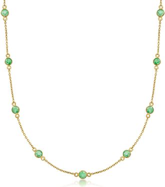 Ross-Simons Emerald Station Necklace in 18kt Gold Over Sterling