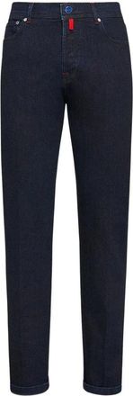 Kiton Slim Fit Donkerblauwe Katoenen Jeans - Heren - Slim Fit Jeans - Blauw - W38 - Katoen - Jeans